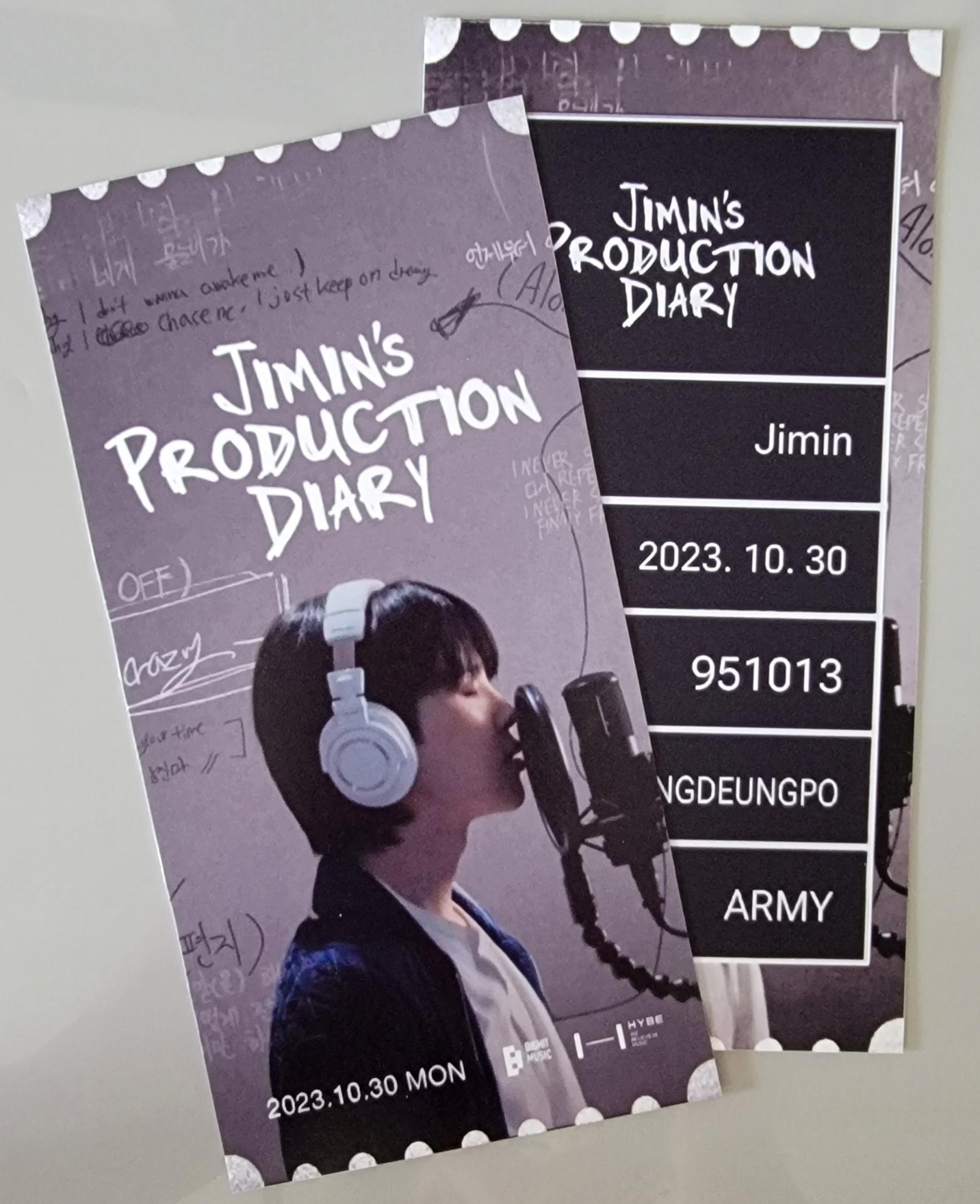 Jimin - Production Diary :  Special Talk Event Ticket 