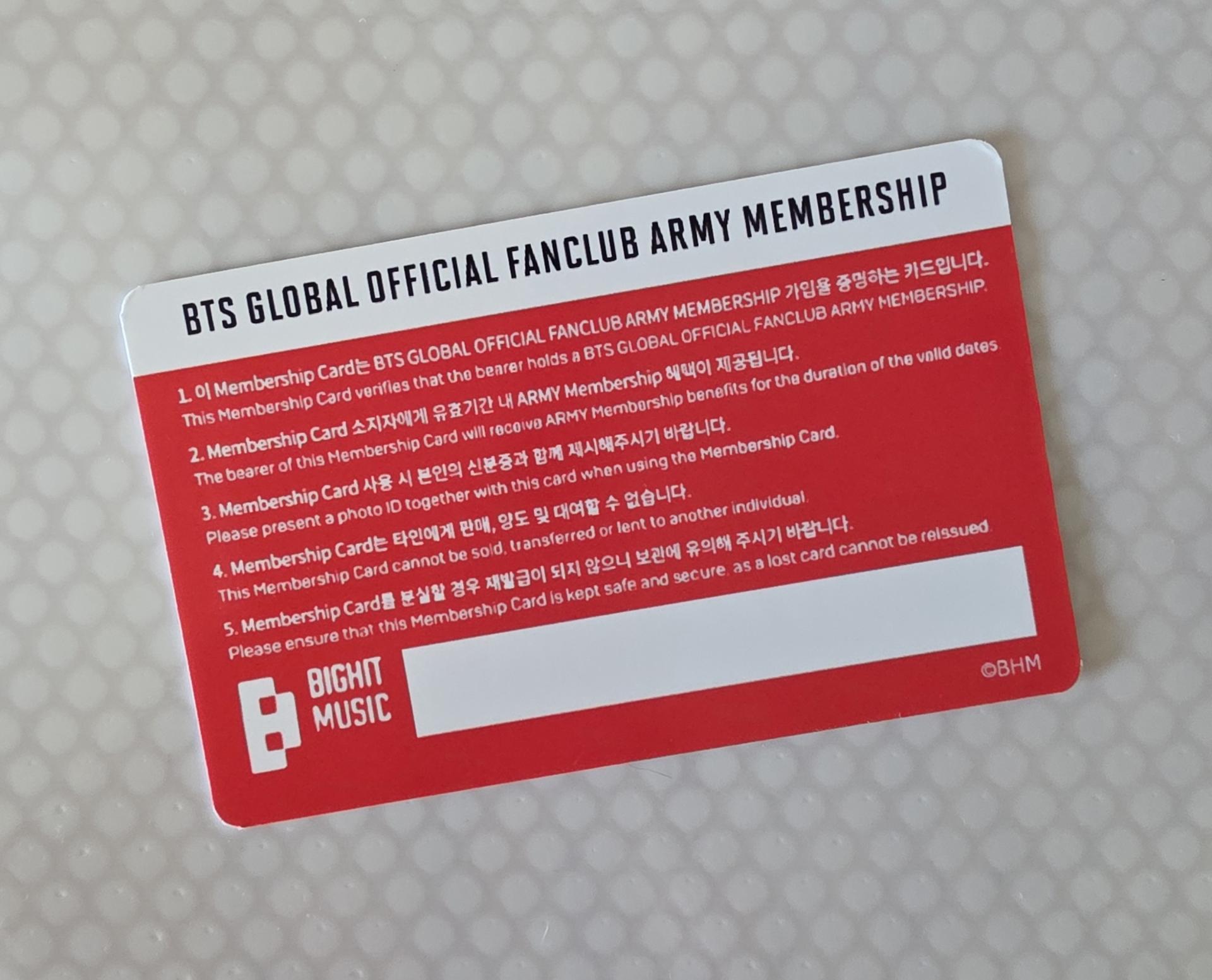 BTS - 2026/27 Personalized Membership Card