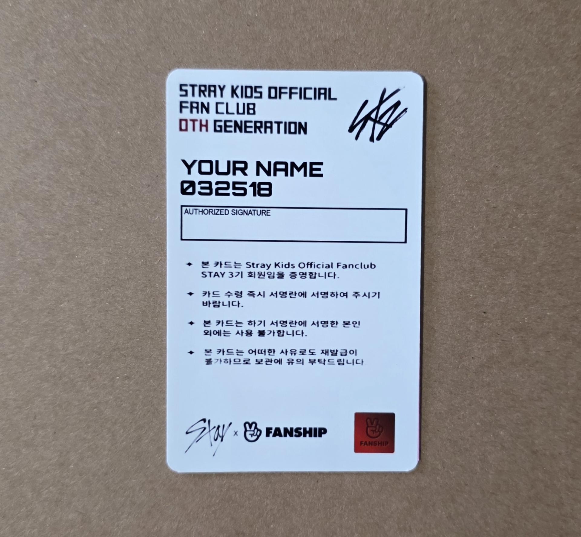 STRAY KIDS : 0th Generation Fan Club Membership Cards