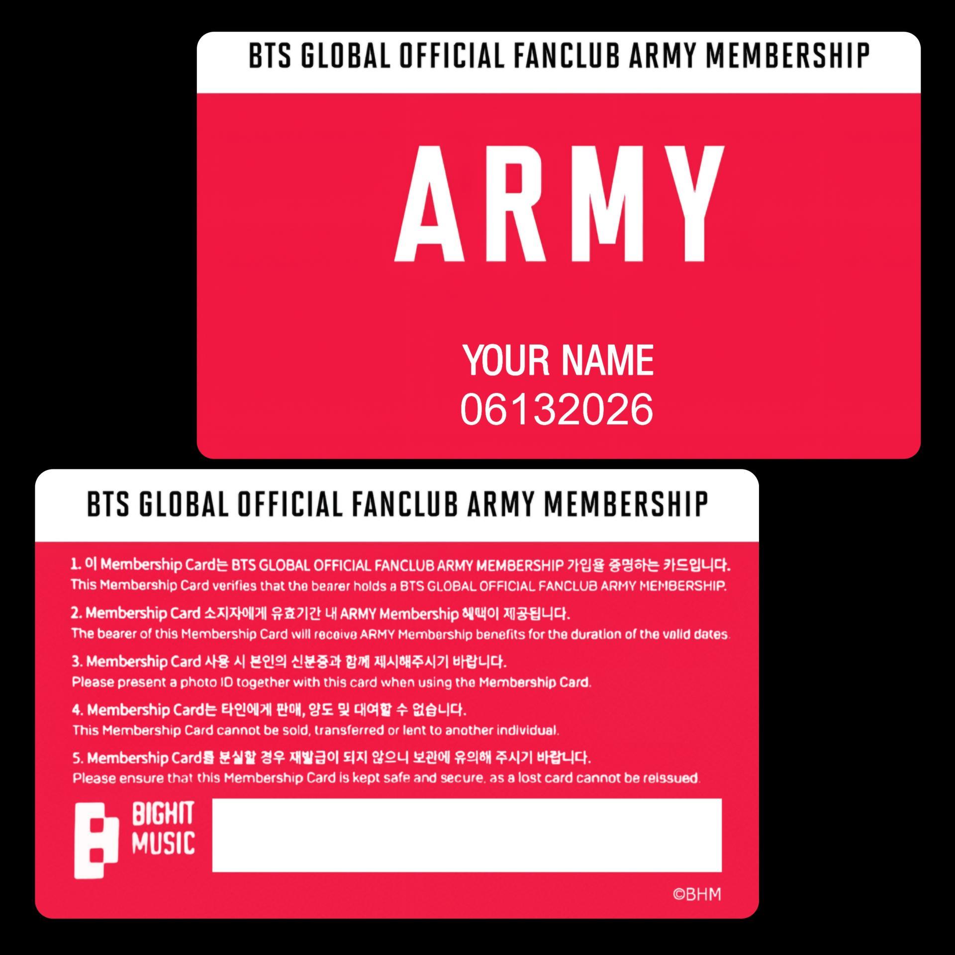 BTS - 2026/27 Personalized Membership Card