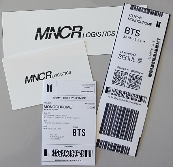 BTS Monochrome Luggage Tag Bookmark and Shipping Label spacer photocard
