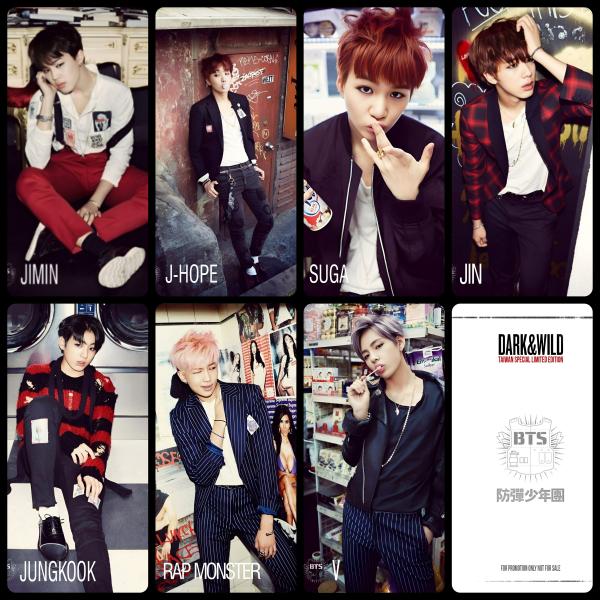 BTS - Dark & Wild Taiwan Special Edition Photo cards *Extremely Rare* Set A